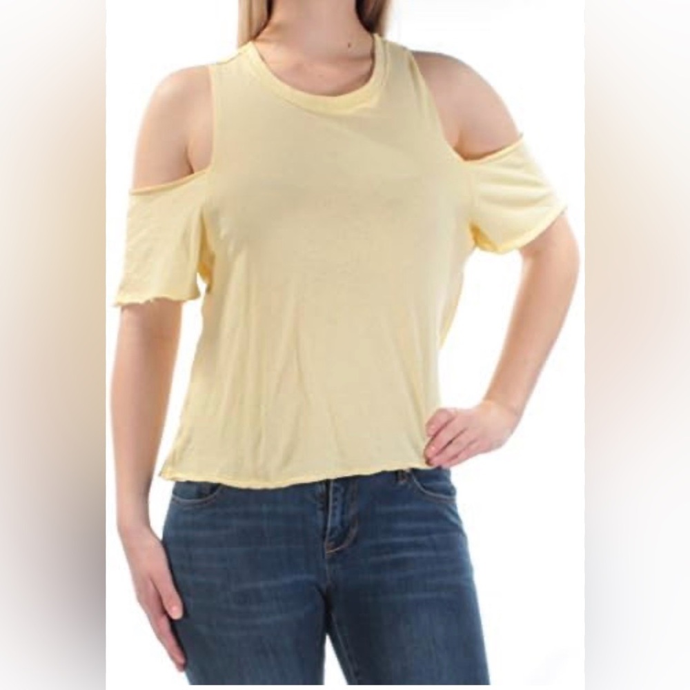 Free People women's off-the-shoulder casual top, yellow, size L NWT - Picture 3 of 5